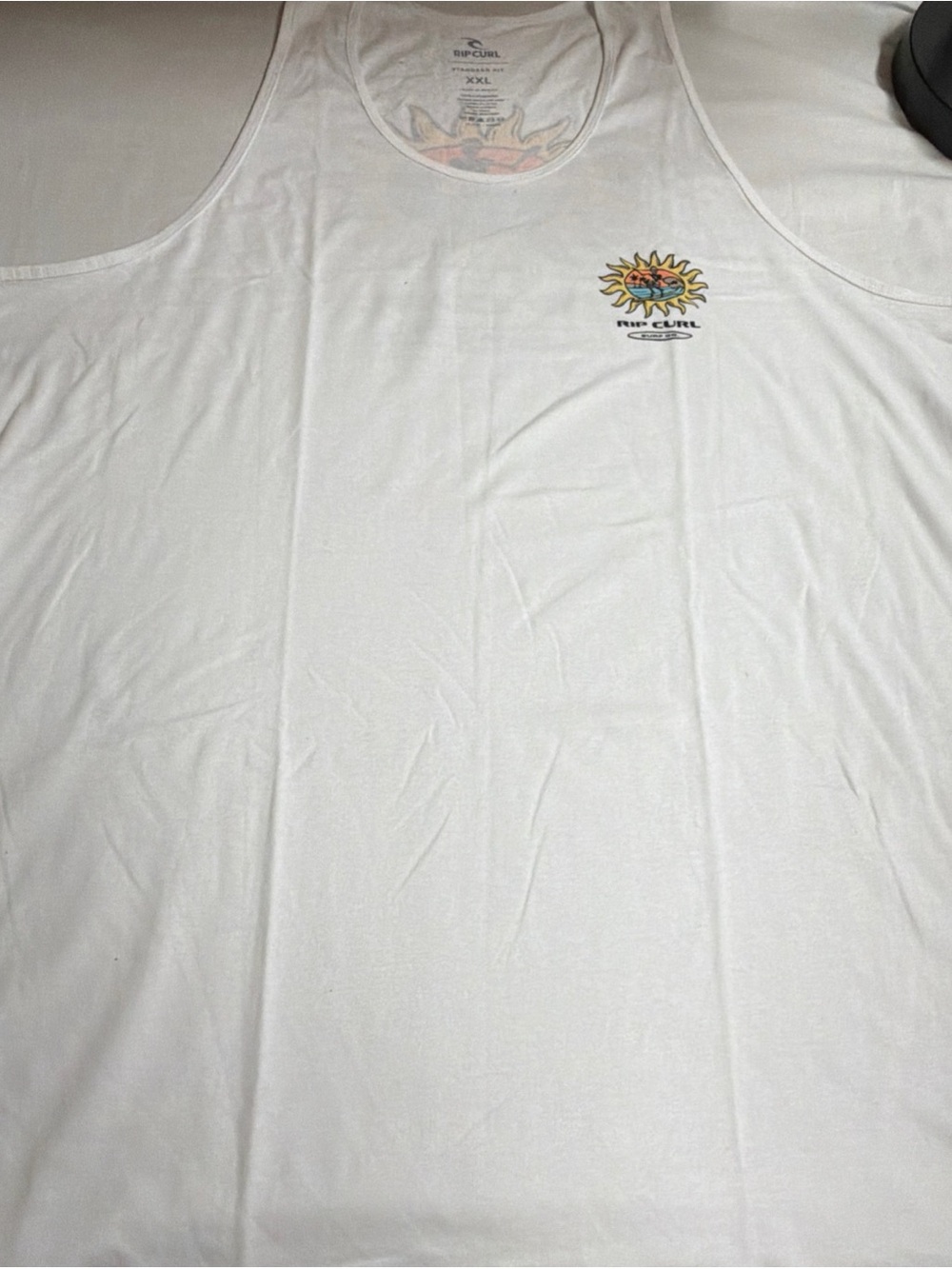 Rip Curl White Tank Top with Multicolor Sun Chest Logo
